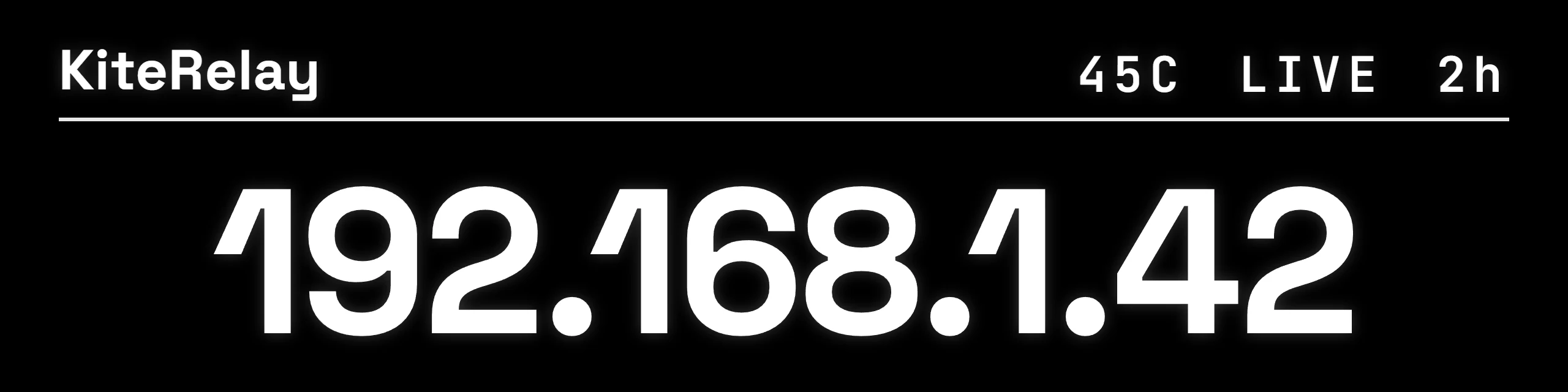 The small screen in day-to-day use, showing the brand, status and the address